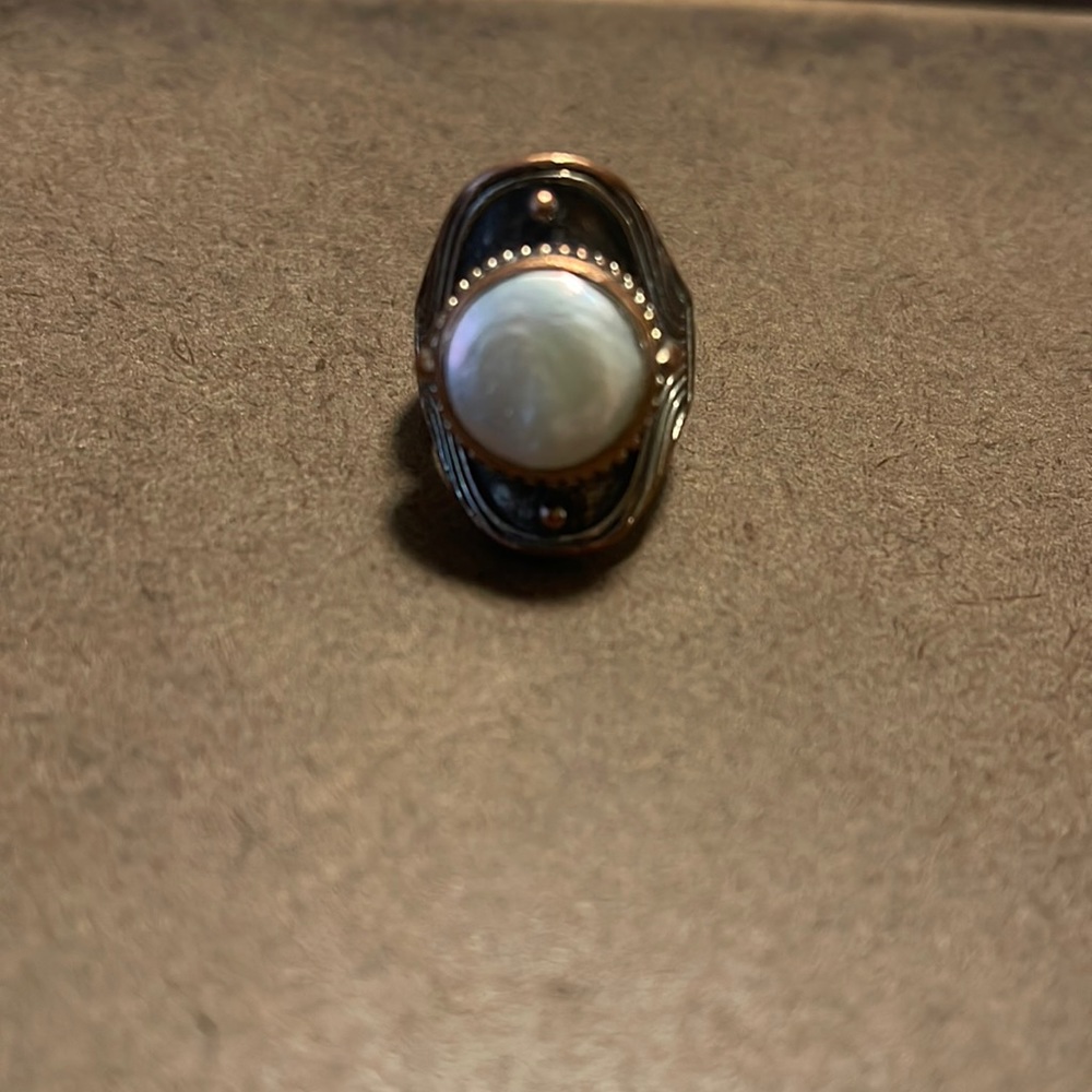 Lucky Brand Pearl Bronze Ring Size 6/7